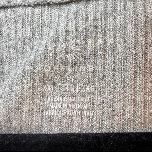 OFFLINE by Aerie Thumbs Up Ribbed Raglan Top - Heather Gray - Picture 7 of 7